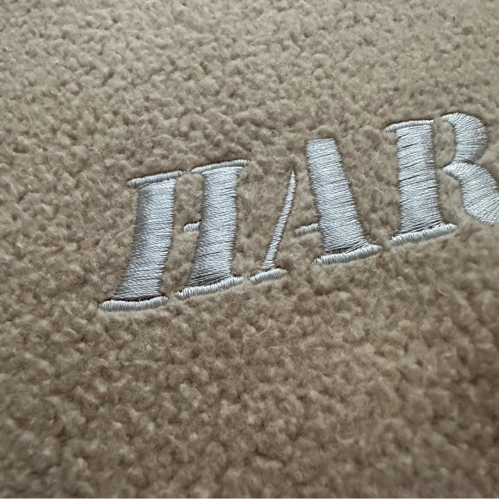 Vintage Harley Davidson Sweatshirt Tan Fleece Crewneck Embroidered Gray Logo L - Picture 5 of 7